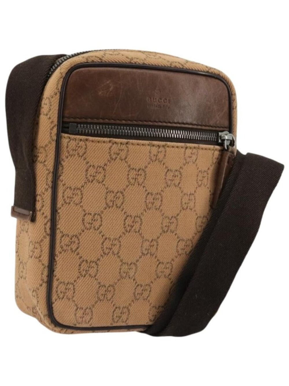 GUCCI GG Canvas Shoulder Bag Beige Silver 101680